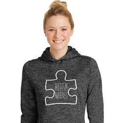 Autism Awareness White Puzzle Ladies Dry Wicking Hoodie Autism Awareness White Puzzle Ladies Dry Wicking Hoodie