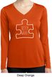 Autism Awareness White Puzzle Ladies Dry Wicking Long Sleeve