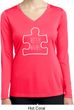 Autism Awareness White Puzzle Ladies Dry Wicking Long Sleeve