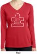 Autism Awareness White Puzzle Ladies Dry Wicking Long Sleeve