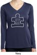 Autism Awareness White Puzzle Ladies Dry Wicking Long Sleeve