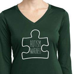 Autism Awareness White Puzzle Ladies Dry Wicking Long Sleeve Autism Awareness White Puzzle Ladies Dry Wicking Long Sleeve