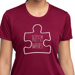 Autism Awareness White Puzzle Ladies Dry Wicking T-shirt Autism Awareness White Puzzle Ladies Dry Wicking T-shirt