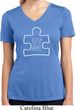 Autism Awareness White Puzzle Ladies Dry Wicking V-neck