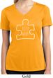 Autism Awareness White Puzzle Ladies Dry Wicking V-neck