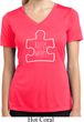 Autism Awareness White Puzzle Ladies Dry Wicking V-neck