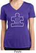 Autism Awareness White Puzzle Ladies Dry Wicking V-neck
