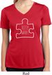 Autism Awareness White Puzzle Ladies Dry Wicking V-neck