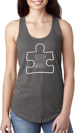 Autism Awareness White Puzzle Ladies Ideal Tank Top