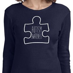 Autism Awareness White Puzzle Ladies Long Sleeve Autism Awareness White Puzzle Ladies Long Sleeve