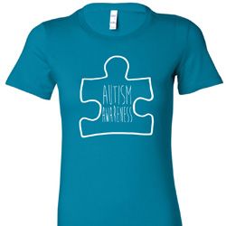 Autism Awareness White Puzzle Ladies Longer Length Shirt Autism Awareness White Puzzle Ladies Longer Length Shirt