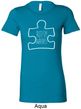 Autism Awareness White Puzzle Ladies Longer Length Shirt