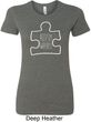 Autism Awareness White Puzzle Ladies Longer Length Shirt