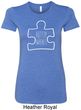 Autism Awareness White Puzzle Ladies Longer Length Shirt