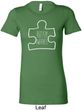 Autism Awareness White Puzzle Ladies Longer Length Shirt