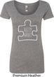 Autism Awareness White Puzzle Ladies Scoop Neck