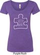 Autism Awareness White Puzzle Ladies Scoop Neck