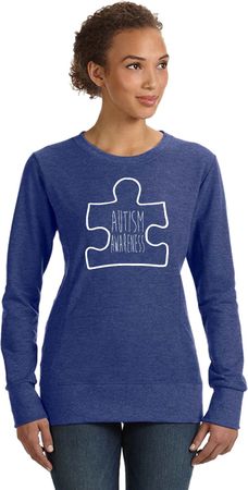 Autism Awareness White Puzzle Ladies Sweatshirt