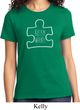 Autism Awareness White Puzzle Ladies T-shirt