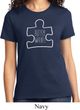 Autism Awareness White Puzzle Ladies T-shirt