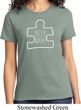 Autism Awareness White Puzzle Ladies T-shirt