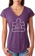 Autism Awareness White Puzzle Ladies Tri Blend V-neck