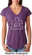Autism Awareness White Puzzle Ladies Tri Blend V-neck