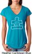 Autism Awareness White Puzzle Ladies Tri Blend V-neck