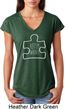 Autism Awareness White Puzzle Ladies Tri Blend V-neck