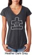Autism Awareness White Puzzle Ladies Tri Blend V-neck