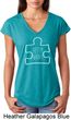Autism Awareness White Puzzle Ladies Tri Blend V-neck