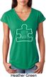 Autism Awareness White Puzzle Ladies Tri Blend V-neck
