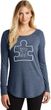 Autism Awareness White Puzzle Ladies Tri Long Sleeve