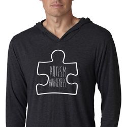 Autism Awareness White Puzzle Lightweight Hoodie Autism Awareness White Puzzle Lightweight Hoodie