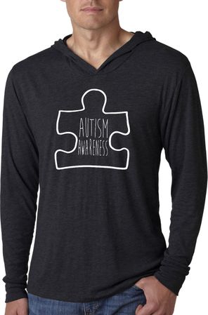 Autism Awareness White Puzzle Lightweight Hoodie