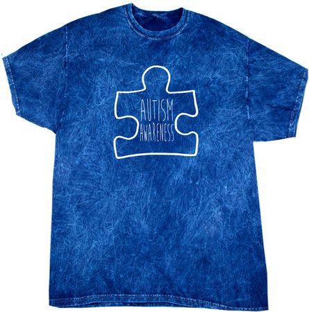 Autism Awareness White Puzzle Mineral Tie Dye T-shirt