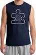 Autism Awareness White Puzzle Muscle Shirt