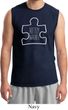 Autism Awareness White Puzzle Muscle Shirt