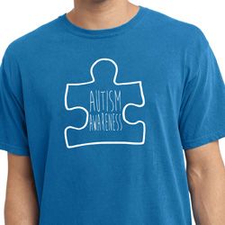 Autism Awareness White Puzzle Pigment Dyed T-shirt Autism Awareness White Puzzle Pigment Dyed T-shirt