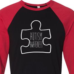 Autism Awareness White Puzzle Raglan Shirt Autism Awareness White Puzzle Raglan Shirt