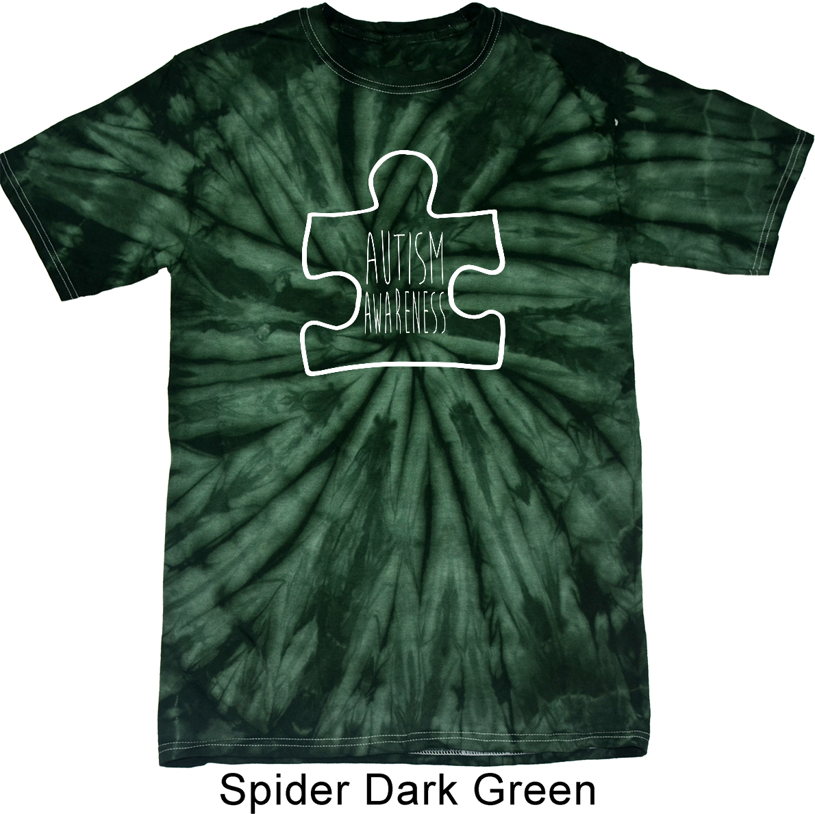Autism Awareness White Puzzle Spider Tie Dye T-shirt, image size:1190x1188