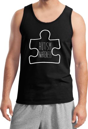 Autism Awareness White Puzzle Tank Top