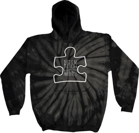 Autism Awareness White Puzzle Tie Dye Hoodie