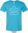 Autism Awareness White Puzzle Tri Blend V-neck