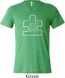 Autism Awareness White Puzzle Tri Blend V-neck