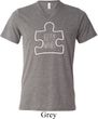 Autism Awareness White Puzzle Tri Blend V-neck