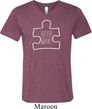Autism Awareness White Puzzle Tri Blend V-neck