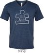 Autism Awareness White Puzzle Tri Blend V-neck