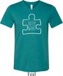 Autism Awareness White Puzzle Tri Blend V-neck
