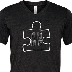 Autism Awareness White Puzzle Tri Blend V-neck Autism Awareness White Puzzle Tri Blend V-neck